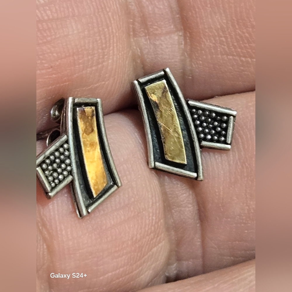 Vintage Sterling Silver and Gold Earrings